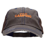 Lets go Camping Embroidered Low Profile Special Cotton Mesh Cap - Brown OSFM