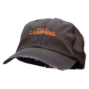 Lets go Camping Embroidered Low Profile Special Cotton Mesh Cap - Brown OSFM