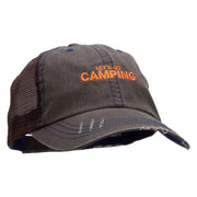 Lets go Camping Embroidered Low Profile Special Cotton Mesh Cap - Brown OSFM