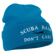 Scuba Hair Don't Care Embroidered 12 Inch Long Knitted Beanie