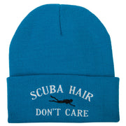 Scuba Hair Don't Care Embroidered 12 Inch Long Knitted Beanie