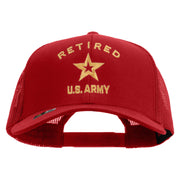 Licensed U.S. Army Retired Military Embroidered Solid Cotton Twill Mesh Prostyle Cap - Red OSFM