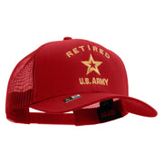 Licensed U.S. Army Retired Military Embroidered Solid Cotton Twill Mesh Prostyle Cap - Red OSFM