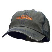 Lets go Camping Embroidered Low Profile Special Cotton Mesh Cap - Green OSFM