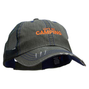 Lets go Camping Embroidered Low Profile Special Cotton Mesh Cap - Green OSFM