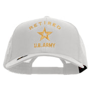 Licensed U.S. Army Retired Military Embroidered Solid Cotton Twill Mesh Prostyle Cap - White OSFM