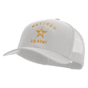 Licensed U.S. Army Retired Military Embroidered Solid Cotton Twill Mesh Prostyle Cap - White OSFM
