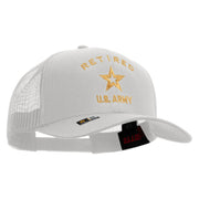 Licensed U.S. Army Retired Military Embroidered Solid Cotton Twill Mesh Prostyle Cap - White OSFM