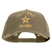 Licensed U.S. Army Retired Military Embroidered Solid Cotton Twill Mesh Prostyle Cap - Khaki OSFM