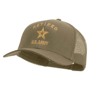 Licensed U.S. Army Retired Military Embroidered Solid Cotton Twill Mesh Prostyle Cap - Khaki OSFM