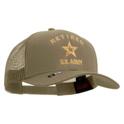 Licensed U.S. Army Retired Military Embroidered Solid Cotton Twill Mesh Prostyle Cap - Khaki OSFM