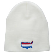 United States Map Embroidered Short Beanie