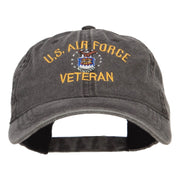 US Air Force Veteran Military Embroidered Washed Cap