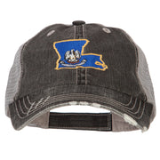 Louisiana State Map Flag Embroidered Low Profile Cotton Mesh Cap