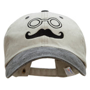 Mustachio Figure Embroidered Pigment Dyed Wash Caps