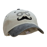 Mustachio Figure Embroidered Pigment Dyed Wash Caps