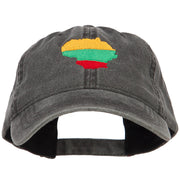 Lithuania Map Flag Embroidered Washed Cap