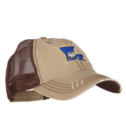 Louisiana State Map Flag Embroidered Low Profile Cotton Mesh Cap