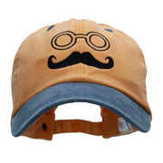 Mustachio Figure Embroidered Pigment Dyed Wash Caps