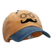 Mustachio Figure Embroidered Pigment Dyed Wash Caps