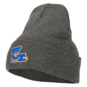 Louisiana State Flag Map Embroidered Long Beanie