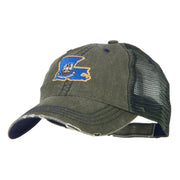 Louisiana State Map Flag Embroidered Low Profile Cotton Mesh Cap