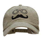 Mustachio Figure Embroidered Pigment Dyed Wash Caps