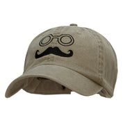 Mustachio Figure Embroidered Pigment Dyed Wash Caps