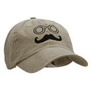 Mustachio Figure Embroidered Pigment Dyed Wash Caps