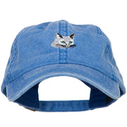 Russian Blue Cat Embroidered Washed Cotton Twill Cap