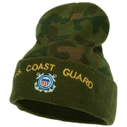 US Coast Guard Logo Embroidered Camo Long Beanie