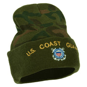 US Coast Guard Logo Embroidered Camo Long Beanie