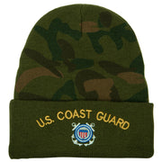 US Coast Guard Logo Embroidered Camo Long Beanie