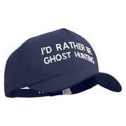 I'D Rather Be Ghost Hunting Embroidered Big Size Solid Cotton Twill 5 Panel high profile Prostyle Snap Cap - Navy OSFM