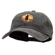 Man Sunset Fishing Embroidered Pigment Dyed Wash Cap - Dk-Green OSFM