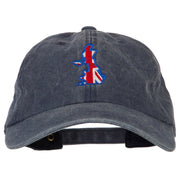 United Kingdom Flag Map Embroidered Washed Cotton Twill Cap