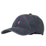 United Kingdom Flag Map Embroidered Washed Cotton Twill Cap