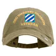 U.S. Army 3rd Infantry Division Embroidered Washed Solid Pigment Dyed Cotton Twill Brass Buckle Cap - Khaki OSFM
