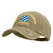 U.S. Army 3rd Infantry Division Embroidered Washed Solid Pigment Dyed Cotton Twill Brass Buckle Cap - Khaki OSFM