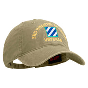 U.S. Army 3rd Infantry Division Embroidered Washed Solid Pigment Dyed Cotton Twill Brass Buckle Cap - Khaki OSFM