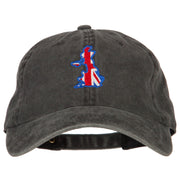 United Kingdom Flag Map Embroidered Washed Cotton Twill Cap