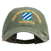 U.S. Army 3rd Infantry Division Embroidered Washed Solid Pigment Dyed Cotton Twill Brass Buckle Cap - Olive OSFM