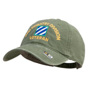 U.S. Army 3rd Infantry Division Embroidered Washed Solid Pigment Dyed Cotton Twill Brass Buckle Cap - Olive OSFM