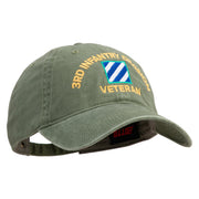 U.S. Army 3rd Infantry Division Embroidered Washed Solid Pigment Dyed Cotton Twill Brass Buckle Cap - Olive OSFM