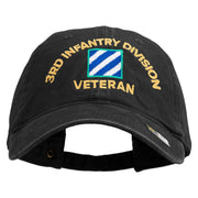 U.S. Army 3rd Infantry Division Embroidered Washed Solid Pigment Dyed Cotton Twill Brass Buckle Cap - Black OSFM