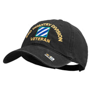 U.S. Army 3rd Infantry Division Embroidered Washed Solid Pigment Dyed Cotton Twill Brass Buckle Cap - Black OSFM