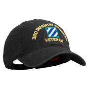 U.S. Army 3rd Infantry Division Embroidered Washed Solid Pigment Dyed Cotton Twill Brass Buckle Cap - Black OSFM