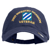 U.S. Army 3rd Infantry Division Embroidered Washed Solid Pigment Dyed Cotton Twill Brass Buckle Cap - Navy OSFM
