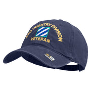 U.S. Army 3rd Infantry Division Embroidered Washed Solid Pigment Dyed Cotton Twill Brass Buckle Cap - Navy OSFM