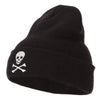 Skull Cross Bones Embroidered Long Beanie